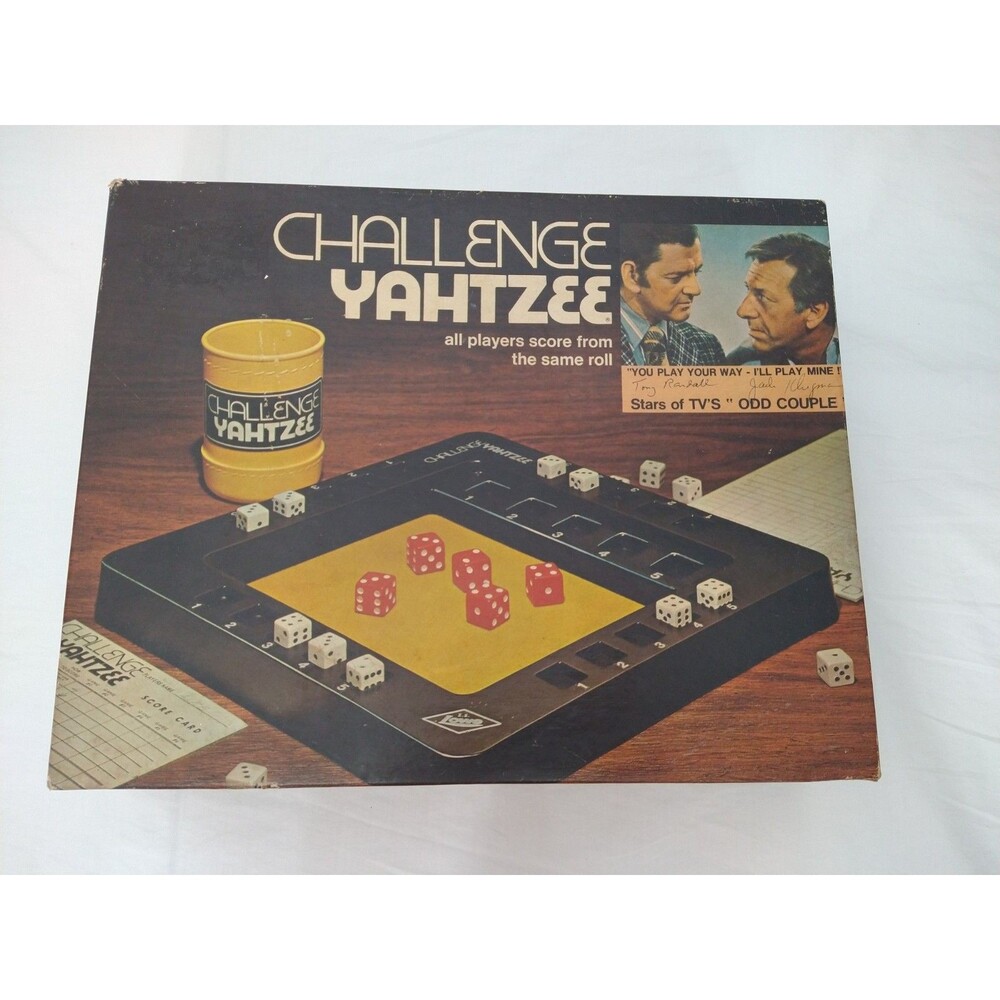 Vintage 1974 Challenge YAHTZEE Board Dice Family Game Odd Couple